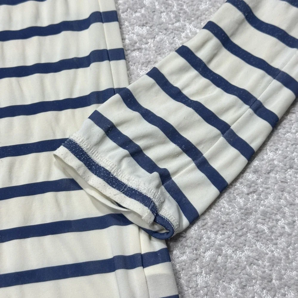 Boden Rash Guard Shirt Youth 11-12Y Blue White Striped Long Sleeve UPF 40+ Swim
